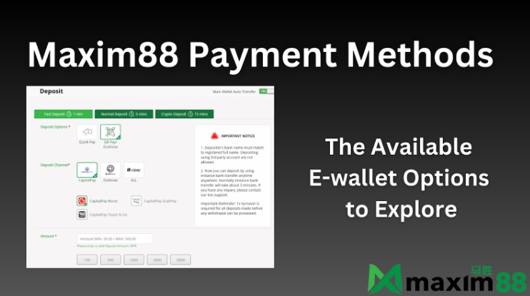 Maxim88 Payment Methods: The Available E-wallet Options to Explore